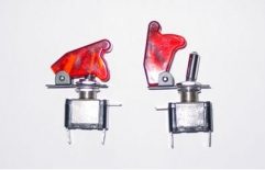 AIRCRAFT TOGGLE SWITCH RED CLEAR COVER, LED RED